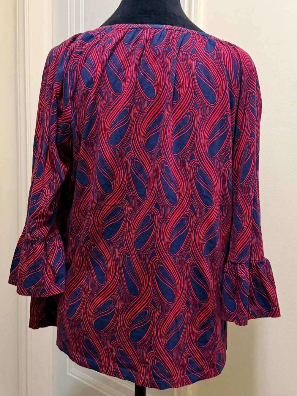 Michael Kors Peasant Paisley Print Blouse Womens Size L